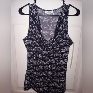 Calvin Klein Dressy sleeveless Top/ Shirt Size XL Blk/White
